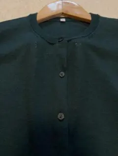 無印良品✨ウールシルク混クルーネックカーディガン L 柔らかい 無地 エンジ色のサムネイル