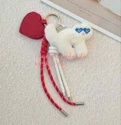 じゃらじゃらキーホルダー ストラップ　バッグチャーム　帽子クリップ　猫　赤