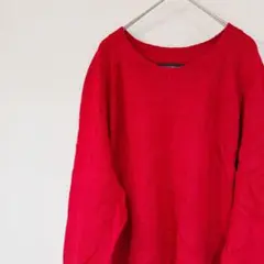 美品✨【XL】赤 長袖ニットセーター 長袖 クルーネック 綺麗め お出かけ