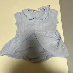 CROISSANCE BEBE 水色ドットロンパース【80】