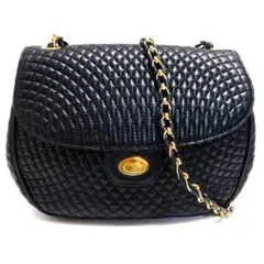 美品 BALLY バリー ショルダーバッグ キルティングレザー 黒 スイス製