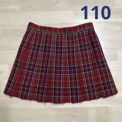 COMME CA ISM 赤 チェック プリーツスカート 110cm