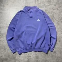 90's アディダス　ハーフジップ　刺繍ワンポイント　スウェット　トレーナー
