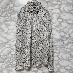GUESS 総柄 柄シャツ 長袖 ボタンダウン ロゴ