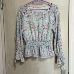 プロポーション　花柄　ブラウス　ブルー　ピンクのサムネイル