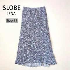 SLOBE IENA アソートフラワーマーメイドスカート 花柄38 ネイビー系