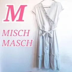 MISCH MASCH ライトグレー　ワンピース　フレア　Ｖネック　レース
