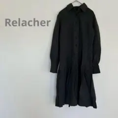 【Relacher】Fブラック シャツワンピース カジュアル キレイ c1317