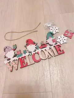 クリスマス 木製 WELCOME 壁掛けオーナメント 飾り