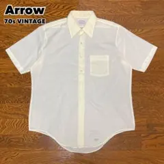 70s ARROW アロー シャツ 半袖 イエロー 無地 ヴィンテージのサムネイル