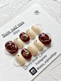 【31】現品※即購入歓迎♡最短即日発送‼︎Mサイズベリーショート推し活ハートネイル