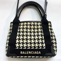 【良品】バレンシアガ ネイビーカバス XS 千鳥格子 2way ショルダーバッグのサムネイル