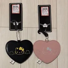 【新品未使用】サンリオ　キティ　天使　悪魔　ハート型　ミラー　鏡　2点セット