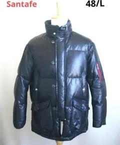 1-9.サンタフェ ダウンジャケット フェイクレザー ダメージ メンズ 48/L