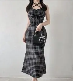 FRIFUL リボン付きロングワンピース　チェック
