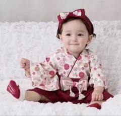 【美品】petit main 袴ロンパース　70サイズ