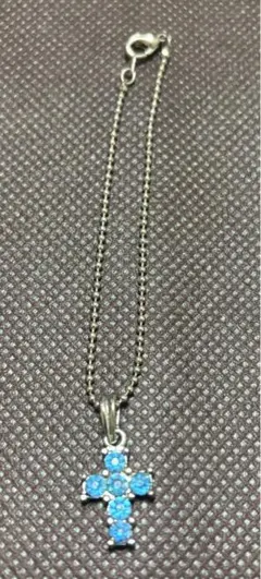 ブレスレット シルバー 十字架 クロス ブルー