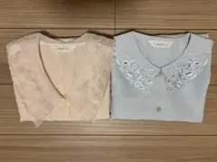 フェリシモ　パステルカラーのレトロなブラウス2枚セット　11号　美品のサムネイル