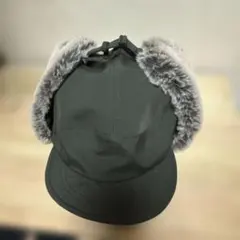 ダークグリーン フリース裏地付きキャップ