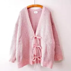 美品 メリージェニー Vネックリボンカーディガン オーバーサイズ ゆるだぼ