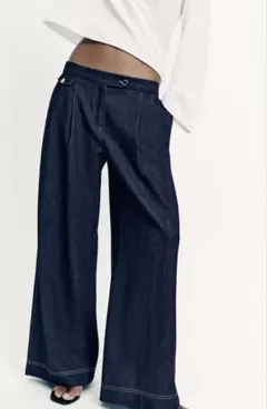 ZARA ワイドレッグパンツ デニム風 完売アイテム・新品タグ付き EU36
