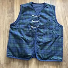 古着 オーバーサイズ フリースベスト デザインベスト ベスト チェック 