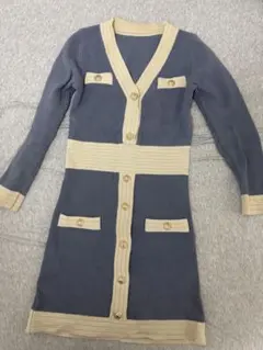 【dazzystore】ブルーグレーのニットワンピース