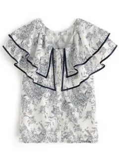 グレイル　sweet6月号掲載トワルドジュイ柄ダブルフリルカラーブラウス