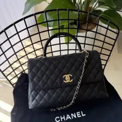 CHANEL ココハンドル M マトラッセ キャビアスキン チェーンショルダー