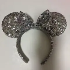ディズニー　カチューシャ シルバー リボン　スパンコール