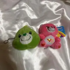 ケアベア ぬいぐるみ ピンク 緑　ポーチ