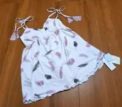 新品未使用　タグ付　ジェラートピケ　羽根模様　キャミソール フリーサイズ　ピンクのサムネイル