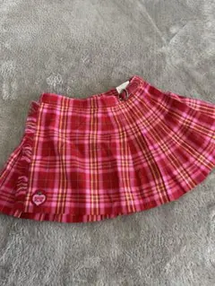 メゾピアノmezzopiano赤ピンクチェック柄プリーツスカート 100cm