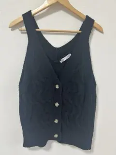 【美品✨】ZARA黒 ケーブルニットベスト