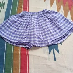 紫チェック柄　フレアスカート　110cm