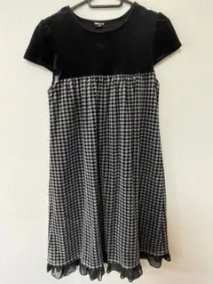 女の子　150㎝　フォーマルワンピース　半袖　ブラック　千鳥柄　即購入OK