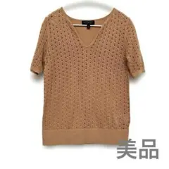美品★バナナリパブリックVネック半袖ニット S サイズオレンジベージュ