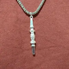 独鈷杵　ネックレス　金剛杵　ヴァジュラ　シルバーカラー　密教法具　お守り