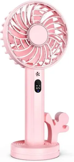 暑さ対策⭐️携帯扇風機 マイナスイオン 電量表示機能付ハンディファン ピンク