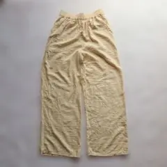 アメリカンホリック ワイドパンツ ゴムウエスト マスタードイエロー M しわ加工