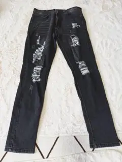 ダメージ加工 ダークブルーデニム スリムフィット