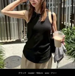 新品タグ付　HANNE ノースリーブ サーマルカップインタンクトップ　ブラックのサムネイル
