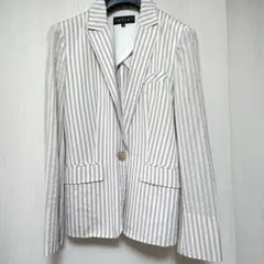 INDIVI 白×グレー ストライプジャケット