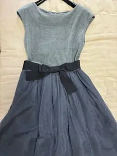 TIARA ワンピース/ドレス　一度着用　グレー系　披露宴　謝恩会　発表会　M