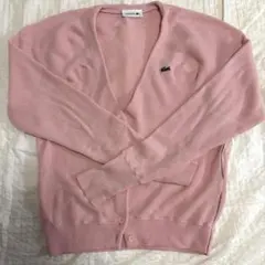 【美品】LACOSTE プレーン Vネックニットカーディガン セーター ピンクのサムネイル