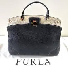 ⭐️美品 FURLAフルラ レザーパイパールクス ターンロックハンドバッグ