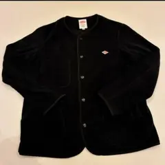 DANTON　ブラック ノーカラー　フリース カーディガン 40　L　美品