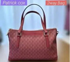 Patrick cox 2wayショルダーバッグ　赤　紋章総柄のサムネイル