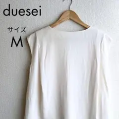 duesei ホワイトクリーム とろみ感 ノースリーブカットソーブラウスプリーツ