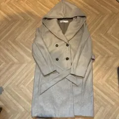 ZARA 후드 롱 코트 베이지 M